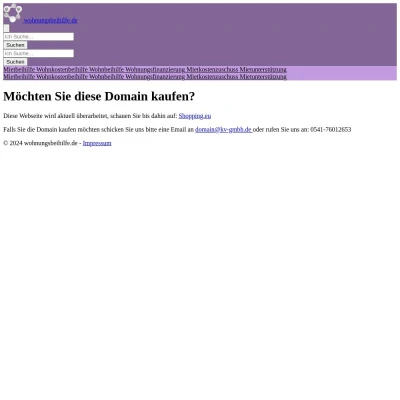 Screenshot wohnungsbeihilfe.de