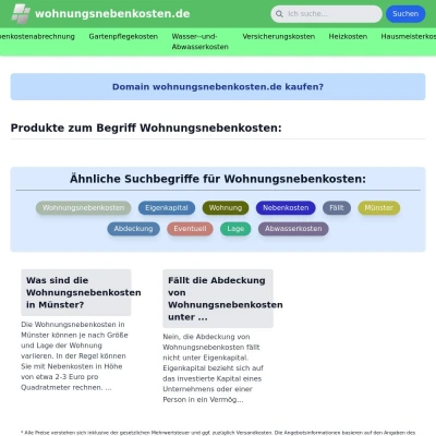 Screenshot wohnungsnebenkosten.de