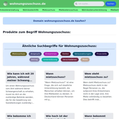 Screenshot wohnungszuschuss.de