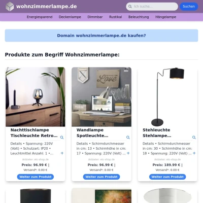 Screenshot wohnzimmerlampe.de