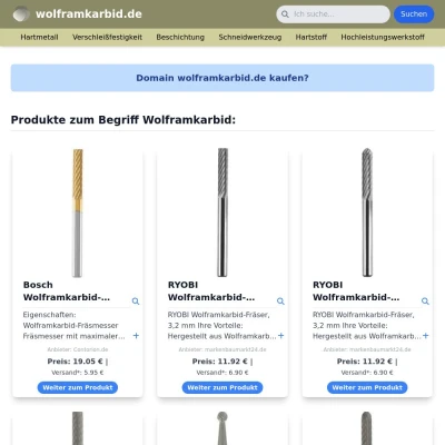 Screenshot wolframkarbid.de