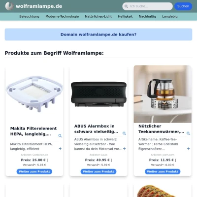 Screenshot wolframlampe.de