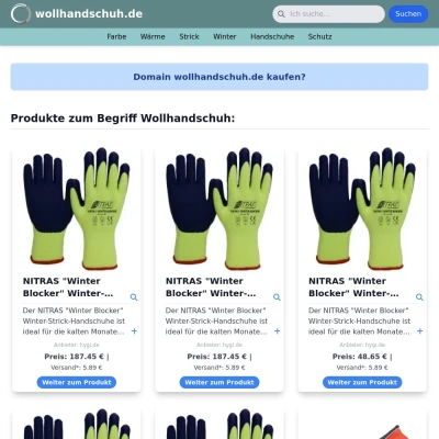 Screenshot wollhandschuh.de