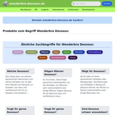 Screenshot wonderbra-dessous.de