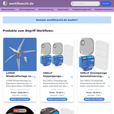 Screenshot workflows24.de