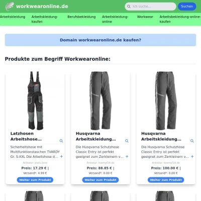 Screenshot workwearonline.de