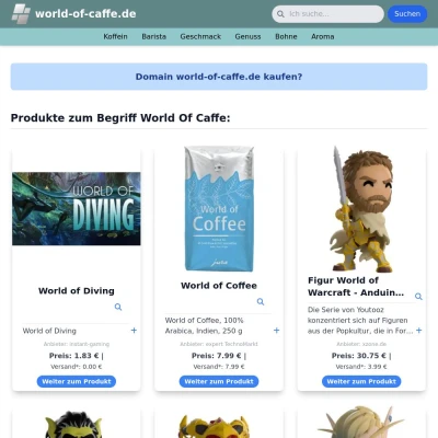 Screenshot world-of-caffe.de