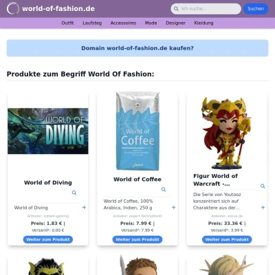 Screenshot world-of-fashion.de