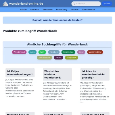 Screenshot wunderland-online.de