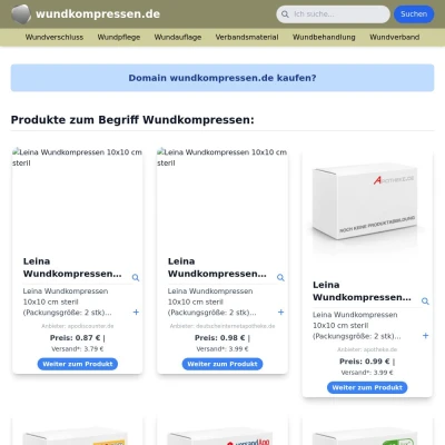 Screenshot wundkompressen.de