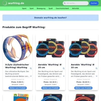 Screenshot wurfring.de