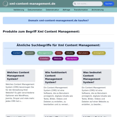 Screenshot xml-content-management.de