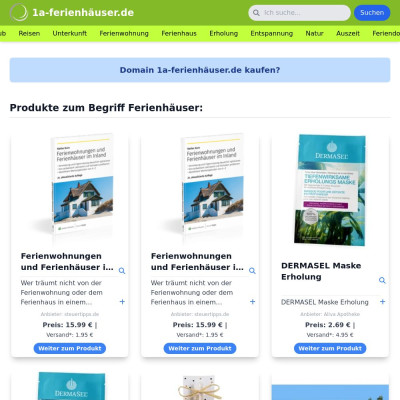 Screenshot 1a-ferienhäuser.de