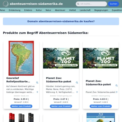 Screenshot abenteuerreisen-südamerika.de