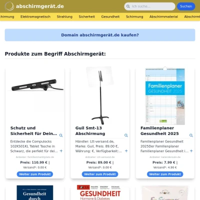 Screenshot abschirmgerät.de