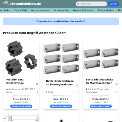 Screenshot abstandshülsen.de