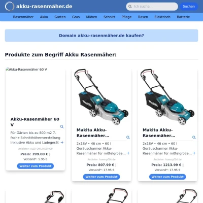 Screenshot akku-rasenmäher.de