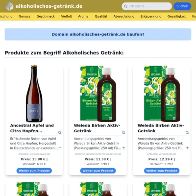 Screenshot alkoholisches-getränk.de