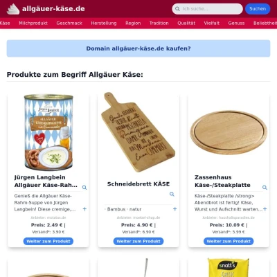 Screenshot allgäuer-käse.de