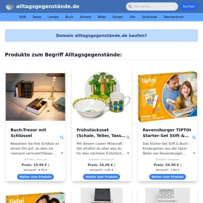 Screenshot alltagsgegenstände.de