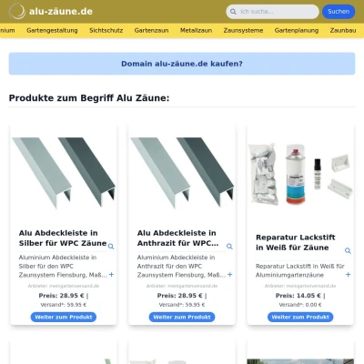 Screenshot alu-zäune.de