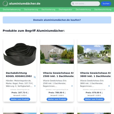 Screenshot aluminiumdächer.de