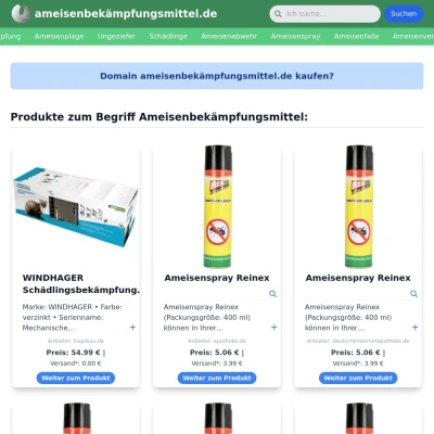 Screenshot ameisenbekämpfungsmittel.de