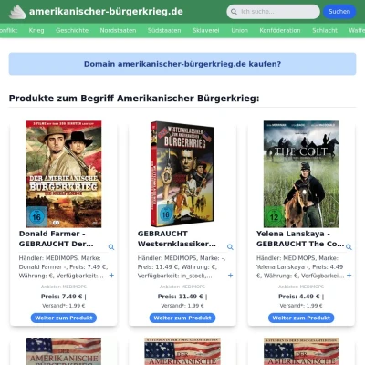 Screenshot amerikanischer-bürgerkrieg.de