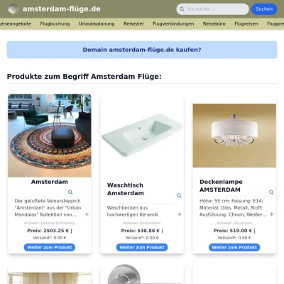 Screenshot amsterdam-flüge.de