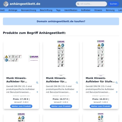 Screenshot anhängeetikett.de