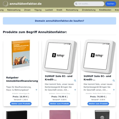 Screenshot annuitätenfaktor.de