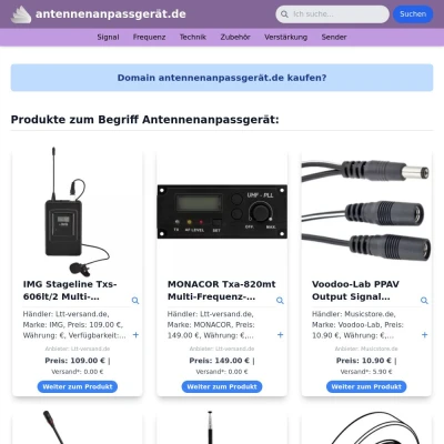 Screenshot antennenanpassgerät.de