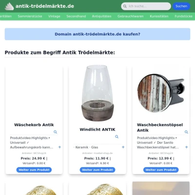 Screenshot antik-trödelmärkte.de