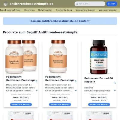 Screenshot antithrombosestrümpfe.de