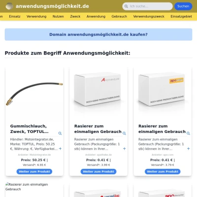 Screenshot anwendungsmöglichkeit.de