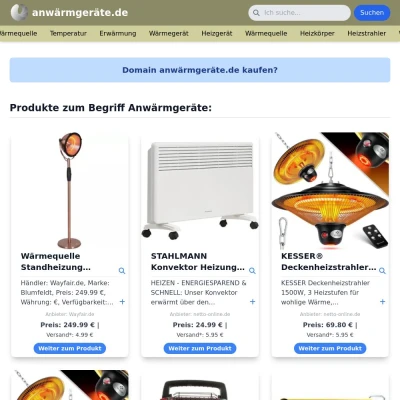 Screenshot anwärmgeräte.de