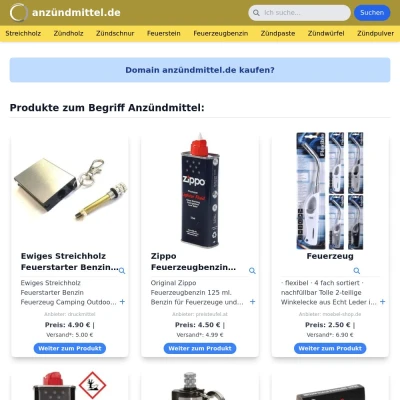 Screenshot anzündmittel.de