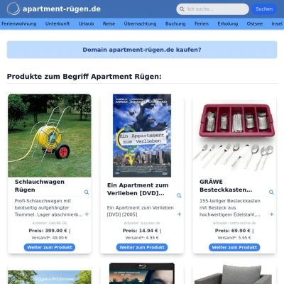 Screenshot apartment-rügen.de