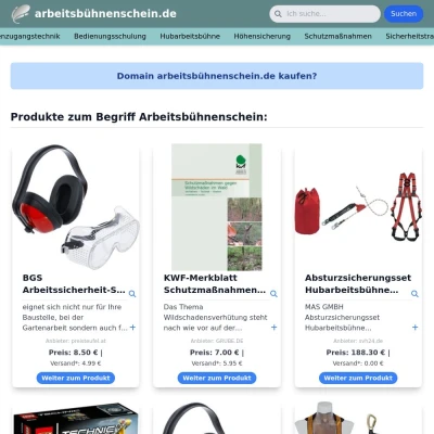 Screenshot arbeitsbühnenschein.de