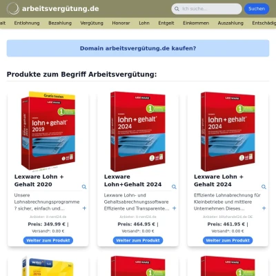 Screenshot arbeitsvergütung.de