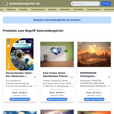 Screenshot asteroidengürtel.de