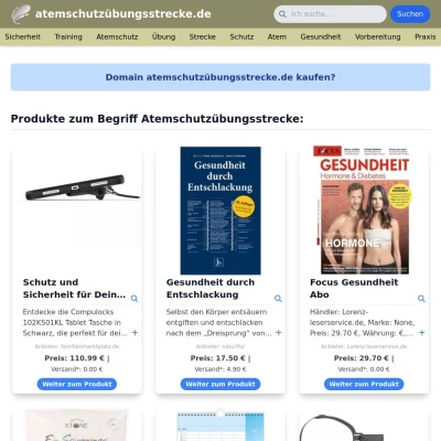 Screenshot atemschutzübungsstrecke.de