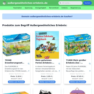 Screenshot außergewöhnliches-erlebnis.de