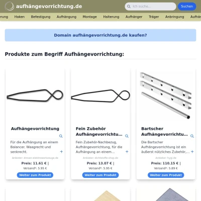 Screenshot aufhängevorrichtung.de