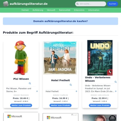 Screenshot aufklärungsliteratur.de