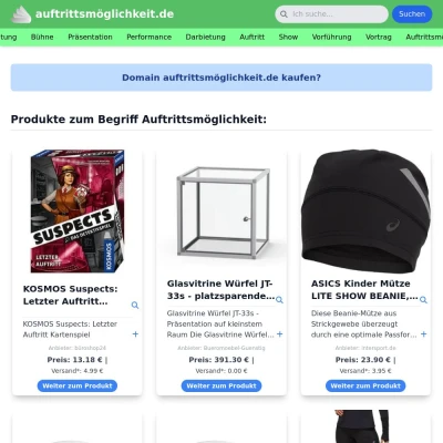 Screenshot auftrittsmöglichkeit.de