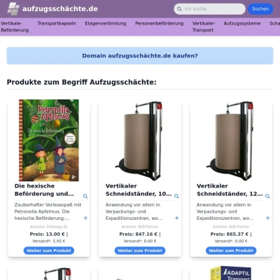 Screenshot aufzugsschächte.de