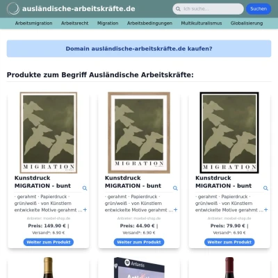 Screenshot ausländische-arbeitskräfte.de