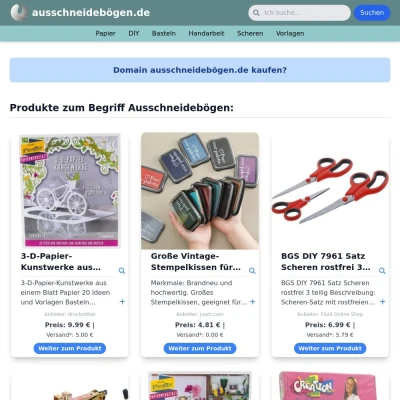 Screenshot ausschneidebögen.de