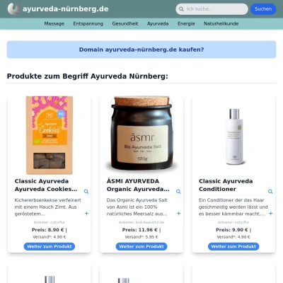 Screenshot ayurveda-nürnberg.de